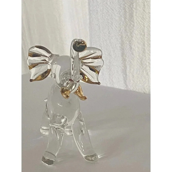 Handcrafted Glass Elephant Figurine With Gold Accents & Gift Box ABOUT FACE - Picture 9 of 16
